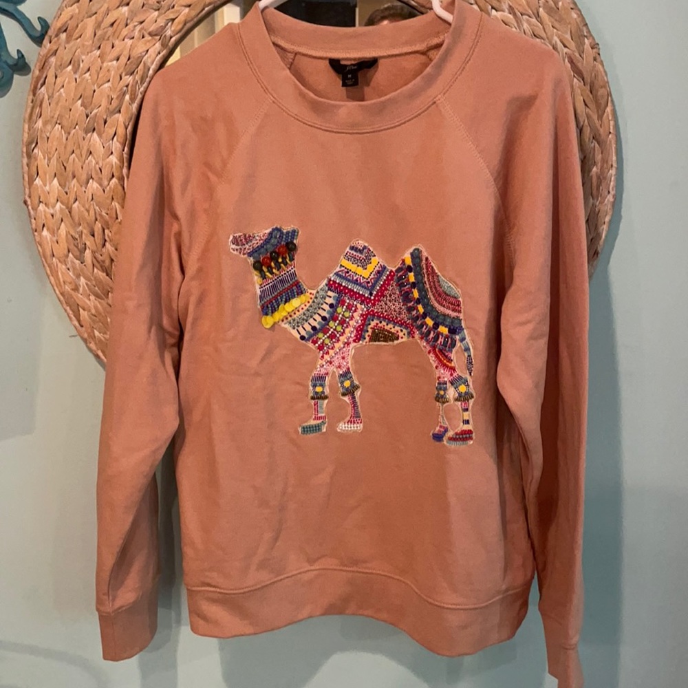 Jcrew camel appliqué sweatshirt